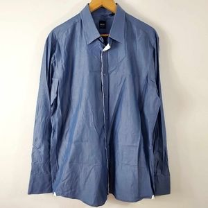 Boss Hugo Boss Regular Fit Men’s Size XL Blue Cotton Long Sleeve Dress Shirt